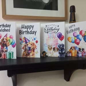 8 Dog themed Birthday cards print yourself