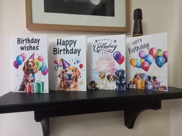 8 Dog themed Birthday cards print yourself