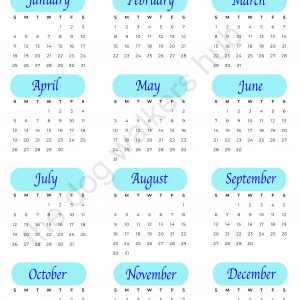 Blue style quick glance 2026 Calendar