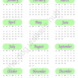 Green style quick glance 2026 Calendar