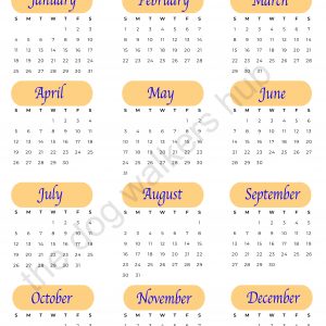 Orange style quick glance 2026 Calendar