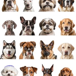 Dog portraits on a transparent background