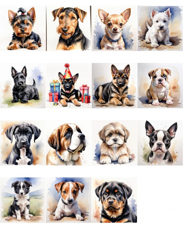 Watercolour images of dogs, ideal for crafting and printing - Image 3