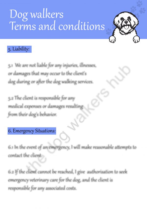 Dog walkers terms & conditions document Amber - Image 4