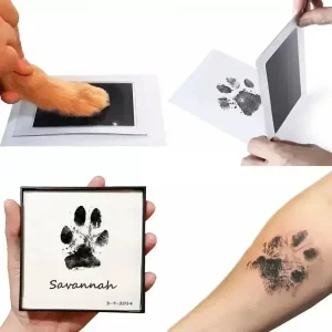 Paw print clean touch ink pad, dog plus greetings card