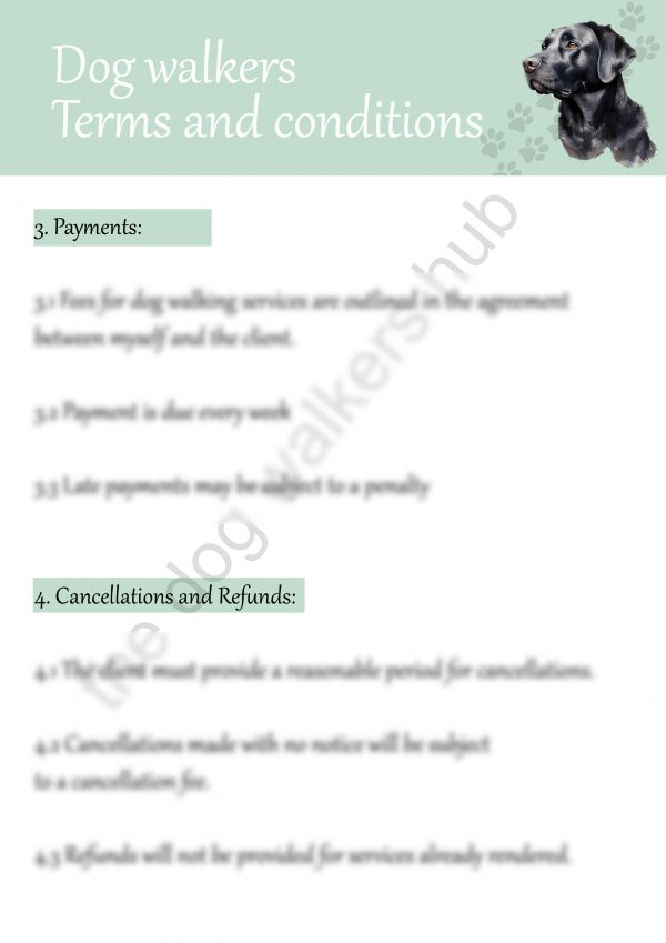 Dog walkers terms & conditions document Amber - Image 2