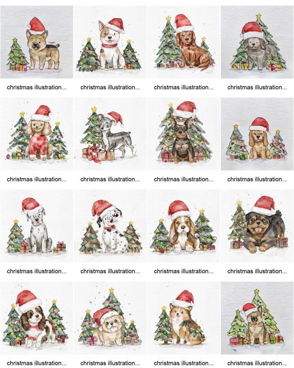 Cute doggie Christmas illustrations  images - Image 6
