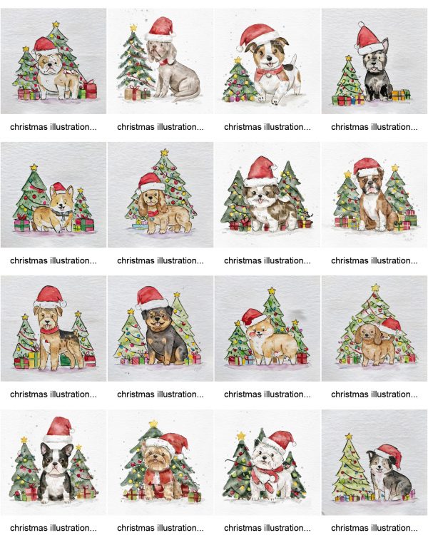 Cute doggie Christmas illustrations  images - Image 7