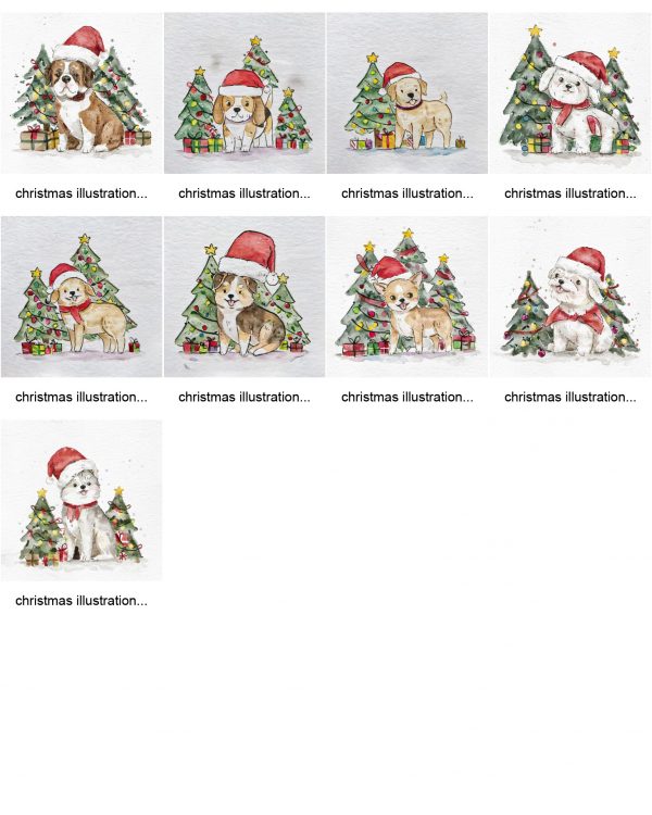 Cute doggie Christmas illustrations  images - Image 8