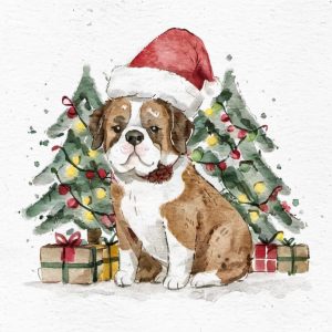 Cute doggie Christmas illustrations  images